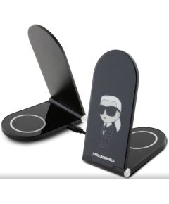 Karl Lagerfeld Universal  Aluminum Desktop Wireless Magnetic Charger 2in1 Ikonic NFT Black