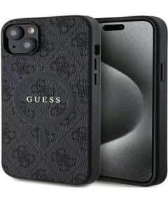 Guess Apple  iPhone 15 4G Collection Leather Metal Logo MagSafe Black