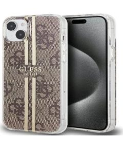 Guess -  iPhone 15 brown hardcase IML 4G Gold Stripe Brown