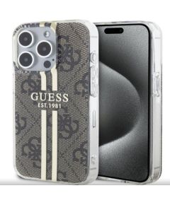 Guess Apple  iPhone 15 Pro IML 4G Gold Stripe Case Brown
