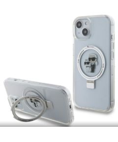 Karl Lagerfeld Apple  iPhone 15 Ringstand Karl and Choupette MagSafe Case White