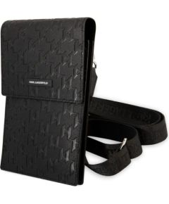 Karl Lagerfeld Universal  Saffiano Monogram Wallet Phone Bag Black