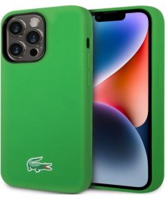 Lacoste Apple  iPhone 15 Pro Max 6.7 Liquid Silicone Microfiber Croc Logo Magsafe Back Cover Green