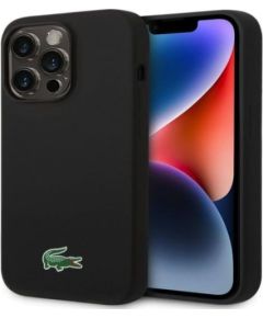 Lacoste Apple  iPhone 15 Pro 6.1 Liquid Silicone Microfiber Croc Logo Magsafe Back Cover Black