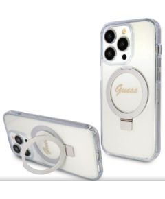 Guess Apple  iPhone 15 Pro Max  IML Ring Stand Glitter MagSafe Case Transparent