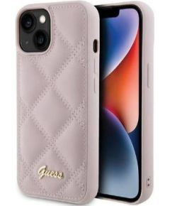 Guess Apple  iPhone 15 HC PU QUILTED METAL LOGO Pink