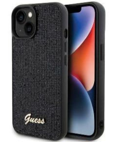Guess Apple  iPhone 15 HC PU DISCO SCRIPT METAL Black