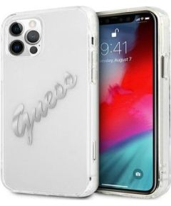 Guess Apple  iPhone 12 Pro Max 6.7 hardcase Vintage Script Silver Transparent