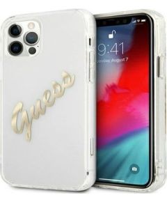 Guess Apple  iPhone 12/12 Pro 6.1 hardcase Vintage Script Gold Transparent Gold