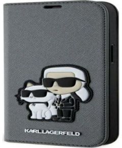 Karl Lagerfeld Apple  iPhone 14 6.1 Saffiano Karl&Choupette bookcase Silver