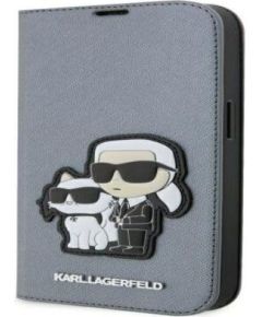 Karl Lagerfeld Apple  iPhone 14 Pro 6.1 Saffiano Karl&Choupette bookcase Silver