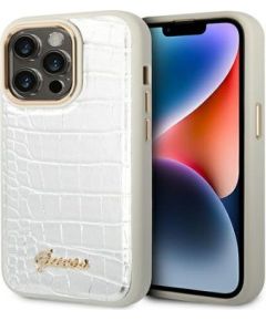 Guess Apple  iPhone 14 Pro 6.1 hardcase Croco Collection Silver