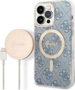 Guess Apple  iPhone 14 Pro Max MagSafe Compatible Case + Wireless Charger Blue
