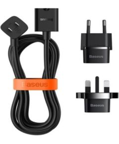 Baseus Universal  PowerCombo cable / extension cord with mini power strip 1m black (EU and UK power adapter Black