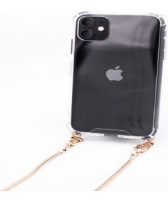 Evelatus Apple  iPhone 11 Silicone Transparent with Necklace TPU Strap Gold