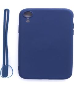 Evelatus Apple  iPhone XR Soft Touch Silicone Case with Strap Dark Blue
