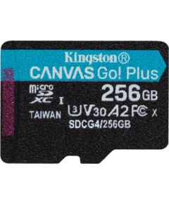 Kingston Technology 256GB microSDXC Canvas Go Plus Gen4 200R A2 U3 Single Pack w/o ADP