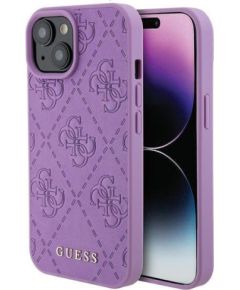 Guess Leather 4G Stamped Back Case Aizsargapvalks Priekš Apple iPhone 15