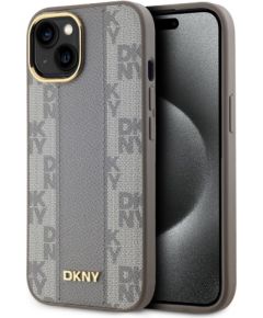 DKNY Apple  DKNY PU Leather Checkered Pattern Magsafe Case for iPhone 15 Beige