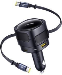 Baseus Enjoyment Max car charger with USB-C+USB-C cables and USB-A+USB-C ports 90W Black