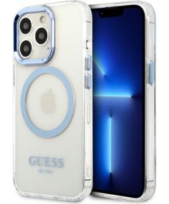 Guess GUHMP13LHTRMB iPhone 13 Pro | 13 6,1" niebieski|blue hard case Metal Outline Magsafe