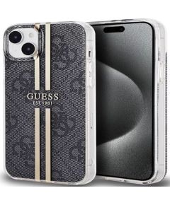 Guess -  iPhone 15 black hardcase IML 4G Gold Stripe Black