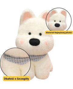Leantoys Pluszowa Maskotka Przytulanka Piesek Z Niebieską Chustą Biały 33cm