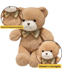 Leantoys Pluszowa Maskotka Przytulanka Miś Z Kokardką Beżowy 25cm