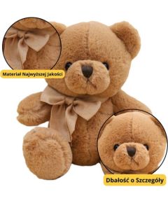 Leantoys Pluszowa Maskotka Przytulanka Duży Miś Z Kokardką Brązowy 40cm