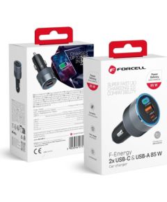 Forcell   F-Energy Alu car charger 2 x Type C+USB A PD QC4.SFC 2.0 4.5A 85W