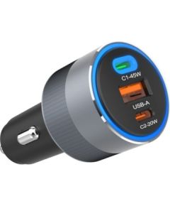Forcell   FORCELL F-ENERGY Alu car charger 2 x Type C + USB A PD QC4.0 SFC 2.0 4,5A 65W gray
