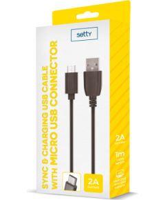 Setty USB kabelis 1m 2A micro USB melns R