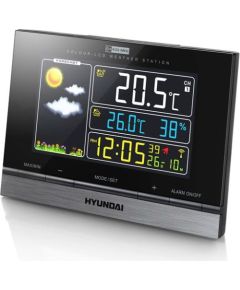 HYUNDAI WS2303 meteoroloģiskā stacija LCD krāsu displejs ar laiku, temperatūru, datumu, laika prognozi, modinātāju (1LM)