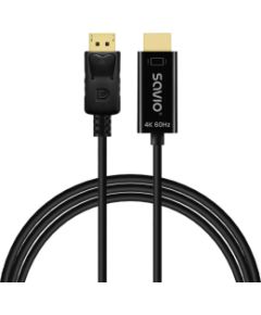 Kabelis SAVIO Display Port - HDMI 4K 60Hz 1,5m