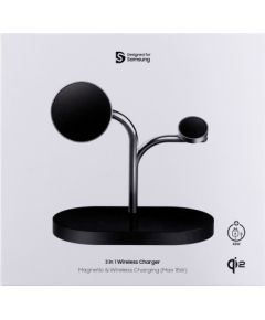 Samsung GP-PWU024WIABW mobile device charger Headset, Smartphone, Smartwatch Black, Silver USB Wireless charging Indoor