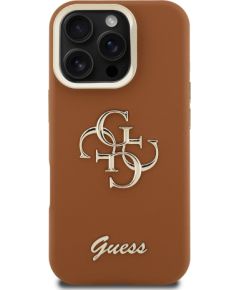 Guess PU Grained 4G Logo Stand Camera Frame Case Aizsargapvalks priekš Apple iPhone 16 Pro