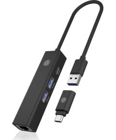 Raidsonic Icy Box Hub IB-HUB1439-LAN 4w1 HUB, 1x USB-C, 2xUSB-A, 1x LAN