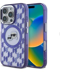 Karl Lagerfeld Apple  iPhone 16 Pro IML Monogram K&CH Heads MagSafe Case Blue
