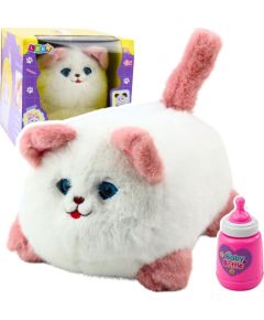 Leantoys Pluszowy Kotek Interaktywny Miauczy Mruga Powtarza Butelka Biały Mīkstās rotaļlietas