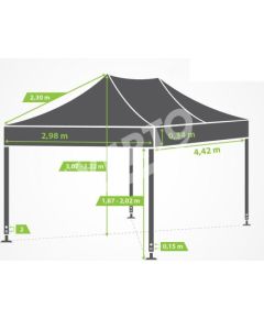 3x4,5 m ar sānu malām HEX40