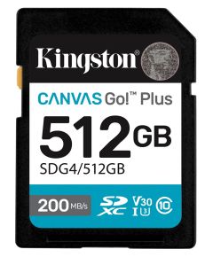 Kingston Technology Canvas Go! Plus 512GB SDXC Canvas Go Plus Gen4 200MB/s C10 UHS-I U3 V30