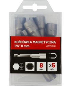 AWTools MAGNETIC SOCKET SET 1/4'' 8mm 5pcs