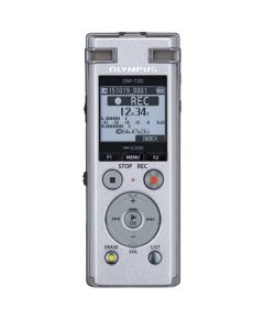 Olympus Digital Voice Recorder DM-720 Stereo/Tresmic, PCM/MP3, 18mm round dynamic speaker/ 150mW, Rechargeable, Microphone connection, MP3 playback, Silver,