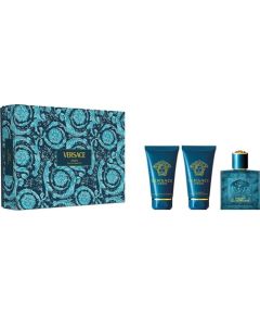 Versace Zestaw Eros EDT 50ml + żel pod prysznic 50ml + balsam po goleniu 50ml