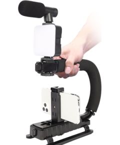 Elight 4U Rokas stabilizātors Telefonam & Sporta / DLSR Kamerai ar 1/4 fix ar Led Gaismu / Mikrofonu