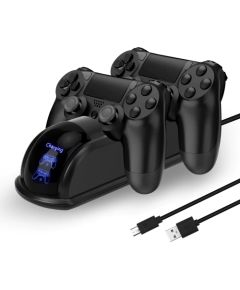 GameBox D4 Divu slotu lādētājs Dokstacija priekš Play Station 4 Kontrolieriem ar LED Gaismu