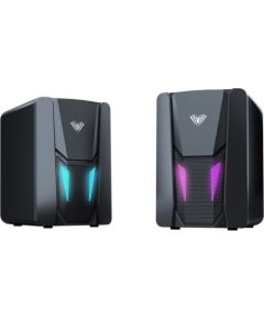 Aula N-108 Stilīgas Kompaktas Datora / Poratīvā 2.0 10W Stereo Skaļruņi 3.5mm + USB RGB + Pults Melna