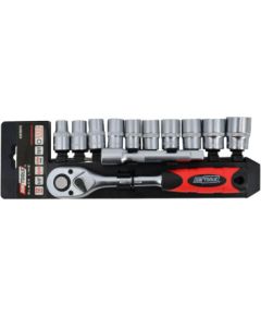 Uzgriežņa galviņu komplekts AWTools AW39011BL; 1/4''; 4-13 mm; 14 gab.