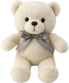 Leantoys Pluszowa Maskotka Przytulanka Miś Z Kokardą Happy Every Day Biały 55cm
