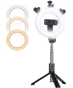 CP X5 LED 16cm Uzlādējama Selfie Lampa ar BT Pulti & Rokturi + Grīdas statīvu 20-90cm + Telefona
